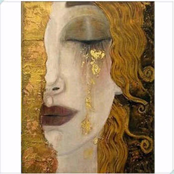 Zlatá slza od Gustava Klimta Plné Náměstí a kulaté 5D DIY Diamantový Malování Diamond Výšivky Cross Stitch Mozaika Nálepka Dárek NEW016