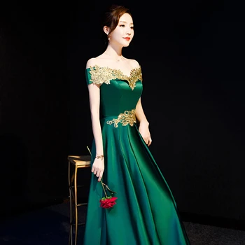 Žena Výroční Setkání Plné Délce Šaty Sexy Off Rameno Qipao Letních Nové Elegantní Cheongsam Královské Ženy Vestidos Krajky Trim