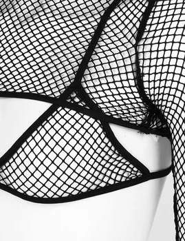 Ženy Průhledné Síťoviny Intimní Set Síťované Hot Sexy spodní Prádlo, Dlouhé Rukávy pokrčil Rameny Crop Top Trojúhelník Podprsenka G-string Erotické Soupravy