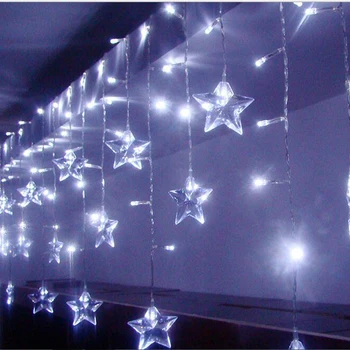 1.5x0.5 Metr 48 LED 10 KS pěticípá Hvězda String Opony Víla Světla Vánoční Svatba, Narozeniny, Svátek, Míč DIY Dekorace