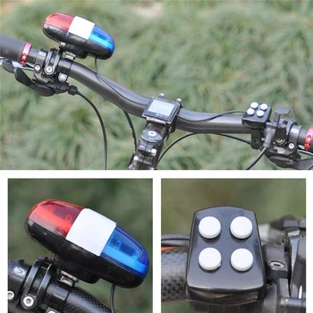 1 Ks jízdních Kol, Policie Zvuk, Světla 6 LED Světla, 4 Zvuky Trumpet Cyklistika Roh Bell Upozornění Bezpečnost Kolo, Nepromokavé Cyklistické Světla