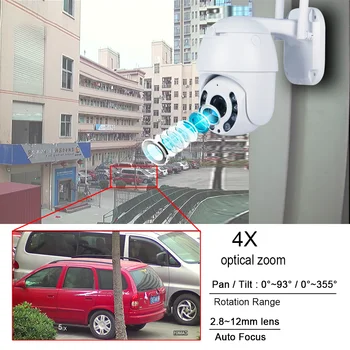 1080P Wi-fi Automatické Sledování PTZ Kamera 2MP 25FPS Pan Tilt 4X Zoom Bezdrátová IP Kamera, IR 30m, Automatické Ostření CCTV Onvif Kamera 2WAY Audi0