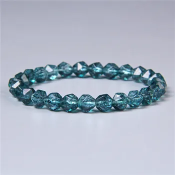 10MM Tváří Šedá Crystal quartz kamene korálky náramek Modrý amazonit štěstí, uzdravení ženy s Elastický náramek šperky, muži, ženy