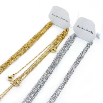 10pcs/lot Řetězy Náhrdelník 2mm Muži, Ženy, Zlato/Ocel Barva Nerez Ocel Odkaz Kubánské Řetězce Náhrdelníky Pro Šperky DIY Tvorby