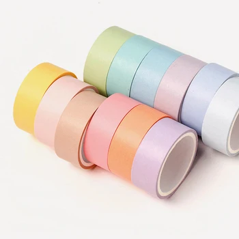 12 Barvy Macarons Maskovací Pásky Sada 7,5 mm Tenký 15mm Široký Dekorační Washi Pásky pro Deník Alblum Dárek Papírnictví Školní pomůcky