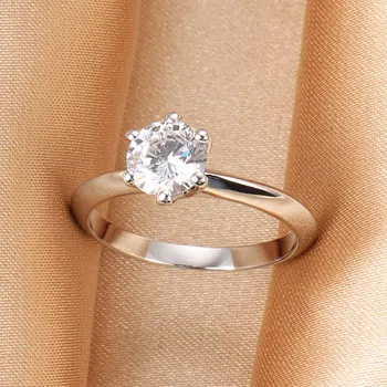 1ct Moissanite Prsteny pro Ženy S925 Sterling Silver Platinum Pozlacený Zásnubní Prsteny Špice Nastavení Diamantový Prsten D Barva Třídy