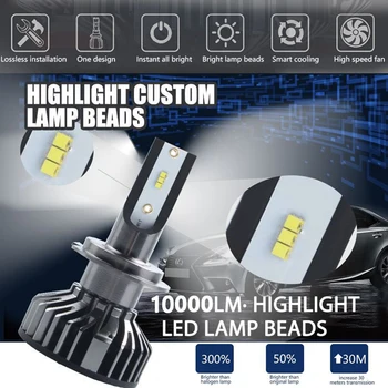 20,000 LM LED 6000K H1 H3 H7, H8/H9/H11 880/881/H27 9005/HB3/H10 9006/HB4 9012 12V/24V Auto LED Světlomet Lampa Světlo Žárovky ZES ČIP