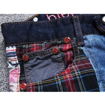 2019 Nové Patchwork Džíny Pánské Módní Barevné Tkaniny Denim Kalhoty Vysoce Kvalitní Male Kalhoty Plus Velikost 38