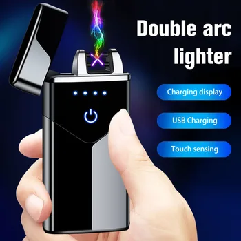2020 Arc Dual USB Elektrický Zapalovač LED ScreenTouch Oheň Plazmového Oblouku Zapalovače Nepromokavou Kovové Zapalovače Pánské Dárek