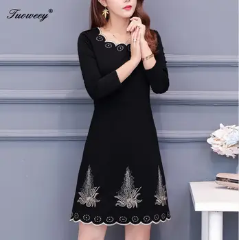 2020 Podzimní jarní styl květinové rovnou Plus Velikost 4xl mini Šaty Elegantní Ženy korejské tričko Party Šaty dlouhý Rukáv Vestidos