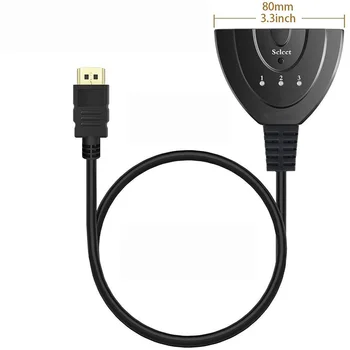 3 Port Mini HDMI-kompatibilní Přepínač Splitter Pro XBOX 360, PS3/4 HDTV 3D Přehrávač, Počítač, HD 1080P 3v1 Výstupní Adaptér USB Kabel