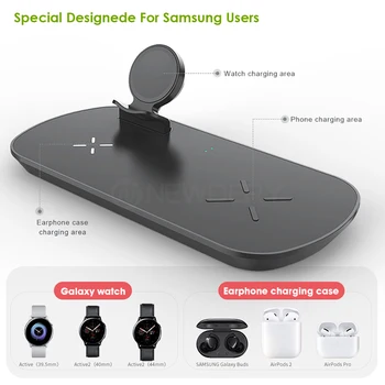 3 v 1 QI Bezdrátová Nabíječka Pro Samsung Hodinky Galaxy Pupeny Sluchátka 10W Rychlé Bezdrátové Nabíjení Pad Stanice Pro Samsung S10 Plus
