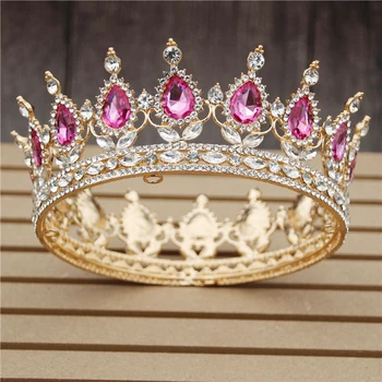 30 Možnosti Crystal Čelenky Nevěsta Svatební Crown Royal Queen King Kulaté Svatební Koruna Diadém Krásy Vlasy Šperky Hlavy Příslušenství