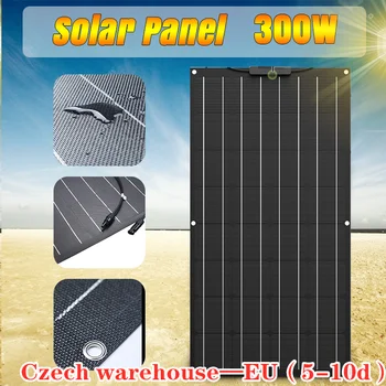 300W Solární Panel 12V Nabíječka Solární Napájecí Systém Kit Kompletní Flexibilní Přenosné Monokrystalického Dobíjecí ETFE