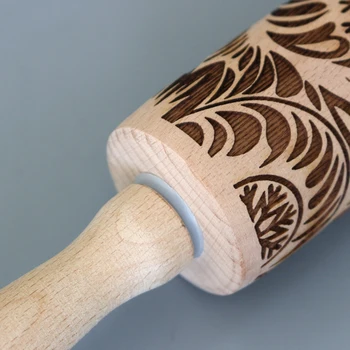 39 Palcový Dřevěné Reliéfní Tisk Rolling Pin DIY Suchar Dort Těsto Carving Vzor Nástroj pro Pečení váleček Kuchyně, Pečení Nástroje