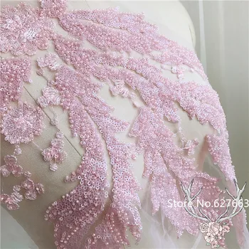 3D Modrá Růžová Lištování krajka vyšívaná nášivka pro svatební, večerní šaty, šití skvrny, módní oděvní doplňky