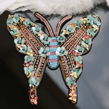 3D Ručně vyráběné korálky butterfly Skvrny na oblečení DIY šít na flitr drahokamu parches Vyšívání nášivka velký patch dekorace