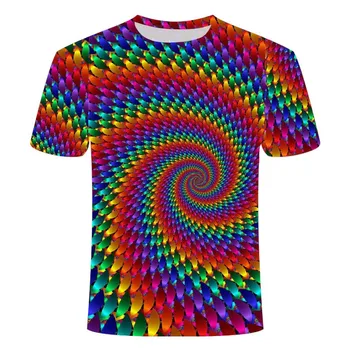 3DT tričko mužů a žen psychedelic T-shirt tisk závratě T-shirt ležérní černé díry tisk černé tričko