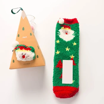4 Páry Dovolenou Plyšové Papuče Ponožky Útulné Vánoční Ponožky Zimní Teplé Tlusté Domácí Ponožky pro Ženy, Dívky Dárek