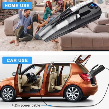 4 v 1 Auto Ruční Vysavač s Digitálním Pneumatiky Nafukovacím Čerpadlo Manometr LED Světlo Vysavač Pro Domácí auto Auto
