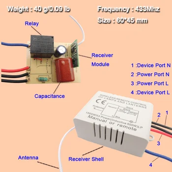 433Mhz Led vypínač Univerzální Bezdrátové Dálkové Ovládání spínač rf Relé Přijímačem AC220V 1 C ON/OFF a LED dioda/ventilátor lampa regulátor
