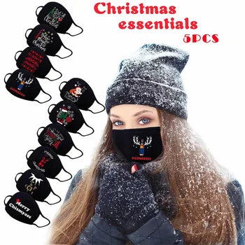 5PC Vánoční Masky pro Dospělé Ochranné obličejové Masky Módní Festival Tisku Krycí Prodyšné Omyvatelné Mascarillad Reutilizables Masque