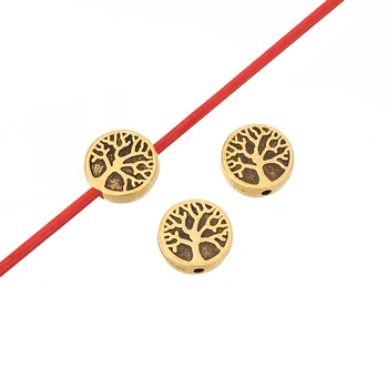 60 x Starožitné Zlaté/Stříbrné Barvy Života Stromu Kolo Distanční Korálky pro DIY Náramek Šperky Příslušenství na Výrobu 9mm