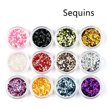 60Pcs Pryskyřice Perla Pigment Slídovým Práškem Třpytí Sequains Nail Art Šperky H37C
