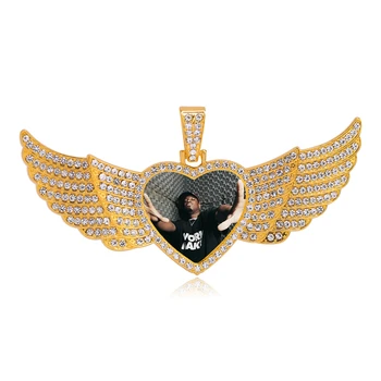 6KS Srdce Kabošon Angel Wing Přívěsek Základní DIY Výrobu Šperků Slitiny Odpovídající 30mm Diamond Náhrdelník Řemesla Šperky Zjištění