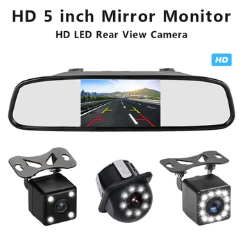 800*480 Rozlišení 5 Palcový Auto HD LCD Zpětné Zrcátko Monitor Parkoviště Auto LED pro Noční Vidění Couvání Zadní Pohled Kamery