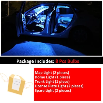 8ks Bílé Auto Interiér LED Žárovky Balíček Kit 2016 2017 2018 2019 Mazda 3 Mapa Dome osvětlení Zavazadlového prostoru Iceblue