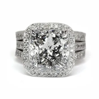 925 anillos stříbrné Vintage zásnubní prsten Polštář vyjmout 2ct AAAAA Zirkony Cz Zásnubní Snubní prsten Soudu party Prsteny pro ženy, Muže