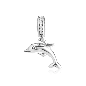 925 Sterling Silver Hravé Dolphin Přívěsek Korálky pro Výrobu Šperků se Hodí Ženy Přívěsky Silver 925 Originální Náramek