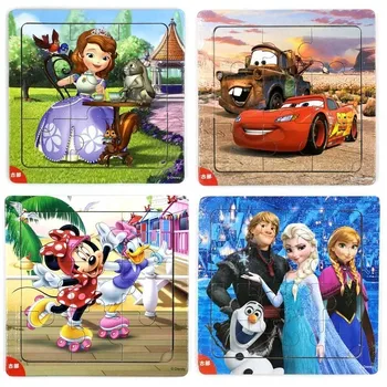 9pcs /16ks Disney Frozen Puzzle Dřevěné Hračky Pro Děti, Zvířecí Dopravní Vzdělávací Hračky Pro Děti