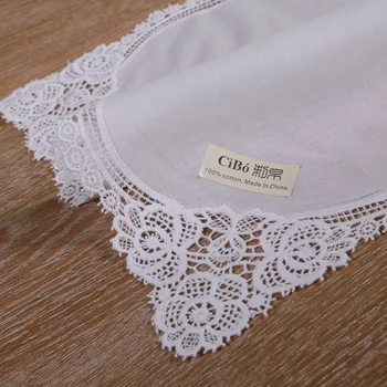 A001: Bílá premium bavlněné krajky kapesníky háčkování kapesníčky pro ženy/dámy svatební dar
