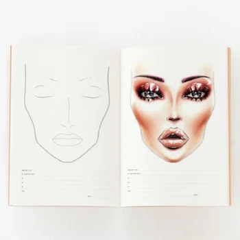 A4 Facechart Papír Make-up Notebook Profesionální Make-up Umělce Praxi Šablony Make up omalovánky