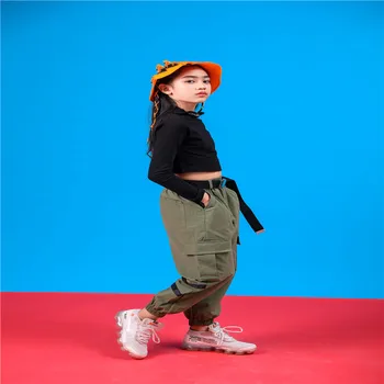 Amy Green Plné Kalhoty Pro Dívky Hip Hop Taneční Kostýmy Děti Jevištní Výkon Oděvy Dětské Oblečení Holky Jazz Oblečení