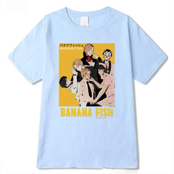 Anime Banán Ryby Casual T-Shirt Muži Streetwear Tričko Harajuku
