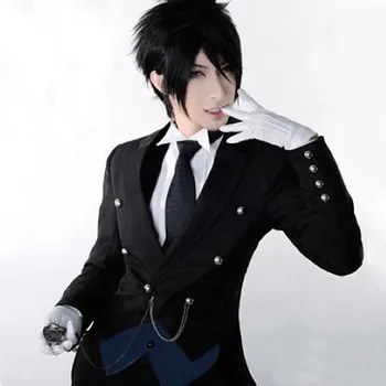 Anime Black Butler Sebastian Michaelis Uniformy Cosplay Kostým Kompletní Sadu Oblek ( Kabát /Vesta/Košile /Kalhoty /Tie )