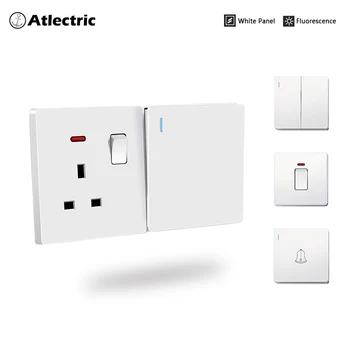 Atlectric Vypínač EU Vypínačem Bílý Velký Panel Plastový Materiál 1/2/3/4gang 1/2/3way Tlačítko Domů Přepínače Kolekce