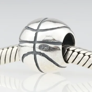 Autentické 925 Sterling Silver Sport Basketbal Kouzlo Korálky Fit Evropské Náramek Šperky