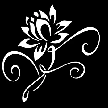 Auto Samolepky Lotus Art Cartoon celé Tělo Dekorace Obtisky Rostlin, Květin Auto Samolepky Vodotěsné ochranu proti slunečnímu záření Černá/bílá,17 cm*17cm