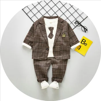 Baby Boy Móda Formální Oblečení Set Dítě Uvázat Obleky Vysoce Kvalitní Podzim, Jaro, Děti, Tepláky, Oblečení 1 2 3 4 Roky