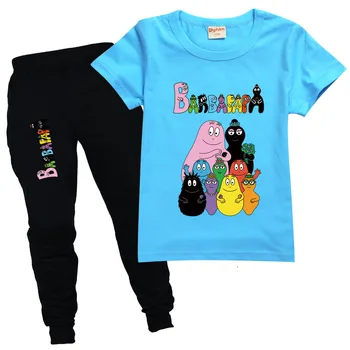 Barbapapa Anime Batole Chlapec Šaty Letní Bavlna Krátký Rukáv T Tričko + kalhoty Kostým Dívka, Topy Kalhoty Set