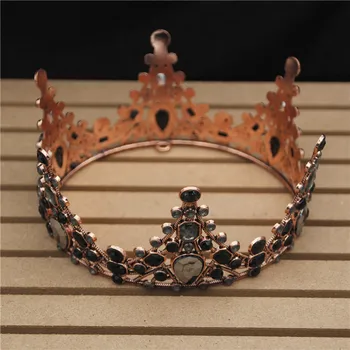 Barokní Black Crystal Svatební Crown Čelenky Pro Ženy, Dívky Drahokamu Strana Dort Nevěsta Čelenky Svatební Vlasy Šperky