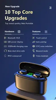 Bezdrátové Bluetooth Nabíječka Sluchátka TWS hi-fi In-ear Sportovní Běžecké Sluchátka Podporují Všechny Telefony 2000mAH A Držák Pro Moive Hodinky