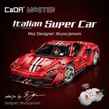 Cada MOC Technic Master Series italský Super-Auto 488 Závodní Auto Model, Stavební Bloky, Cihly Hračky Pro Kluky, Dárky pro KUTILY