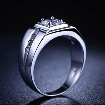 CC Šperky 925 Stříbrné Prsteny Pro Muže Módní Luxusní Nastavitelný Bílého Zlata-Barva Svatební Zásnubní Milovníci Kroužek Samec Bijoux CC635