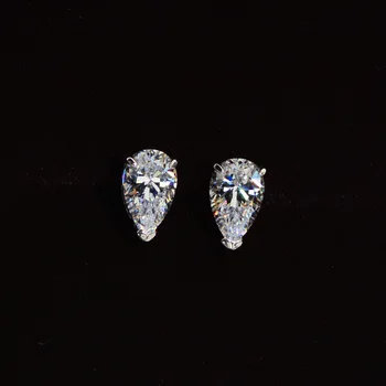 CMajor Sterling Silver Solid S925 Jemné Šperky Móda Imitace Diamond White Drop Tvar 5*8 Klasické Náušnice pro Ženy