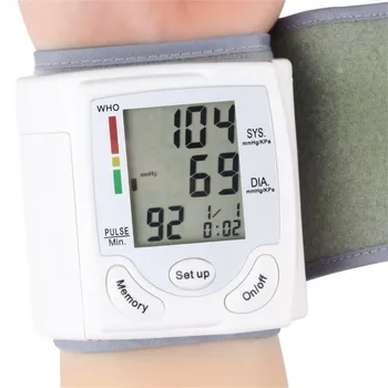 Digitální LCD Displej Automatické Náramkové Monitor Krevního Tlaku Přístroj, Srdeční Frekvence Puls Metr Opatření Tonometr Bílé zdraví